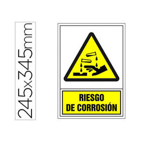 Pictograma syssa señal de advertencia riesgo de corrosion en pvc 245x345 mm