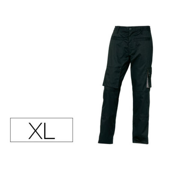 Pantalon de trabajo deltaplus con forro en flanela con 8 bolsillos color azul marino talla xl