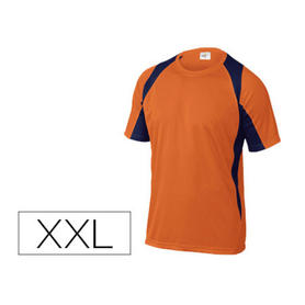 Camiseta deltaplus poliester manga corta cuello redondo tratamiento secado rapido color naranja-marino talla