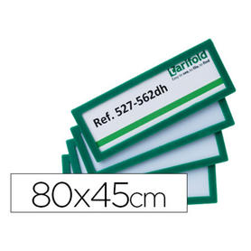 Marco identificacion tarifold adhesivo 80x45 mm verde pack de 4 unidades