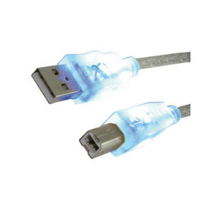 Cable usb 2.0 mediarange para impresora tipo a-b con led azul en los conectores longitud 1,8 mt color gris