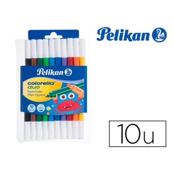 Rotulador pelikan colorella bipunta 20 colores estuche plastico 10 unidades