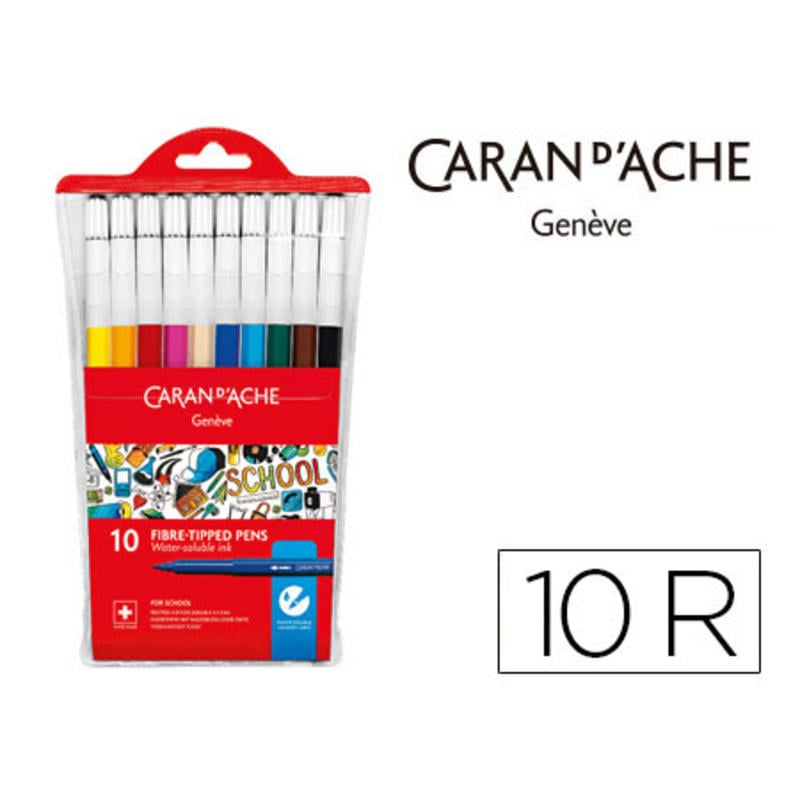 Rotulador caran dache linea escolar acuarelable bolsa de plastico de 10 colores