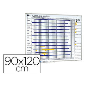 Planning magnetico 1000/50 anual dia a dia superficie blanca rotulable tamaño 90x120 cm