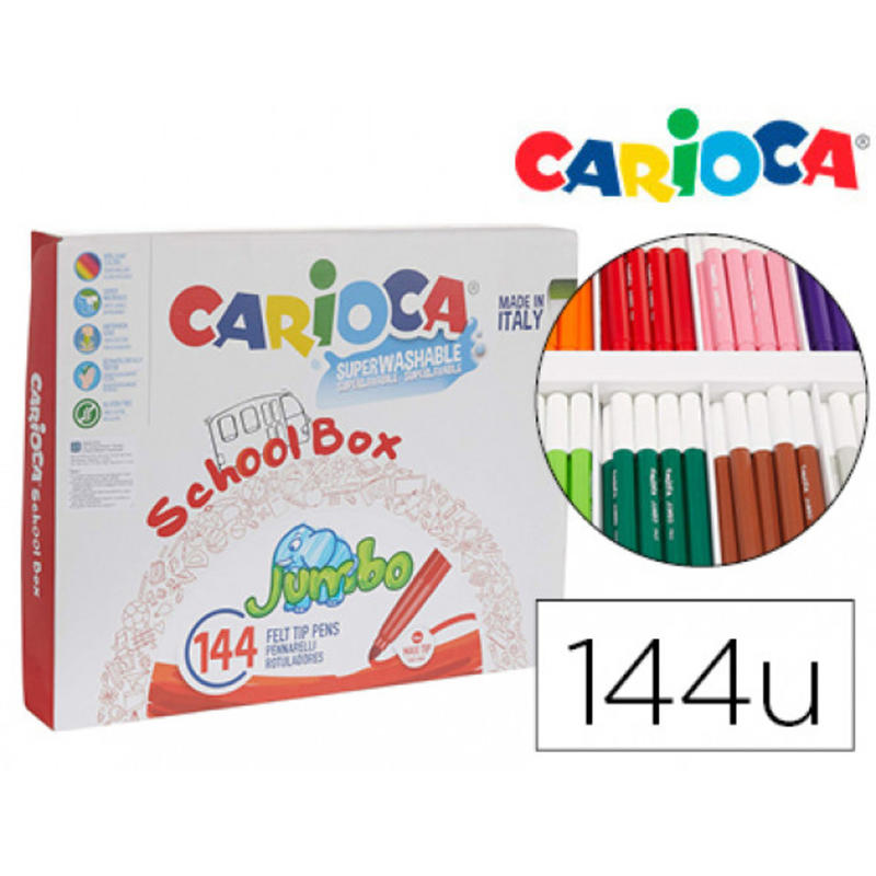 Rotulador carioca jumbo school pack de 144 unidades colores surtidos