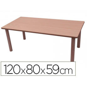 Mesa madera mobeduc t3 rectangular con tapa laminada haya 120x80 cm