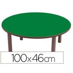 Mesa redonda mobeduc t1 tapa en laminado y mdf patas en madera de haya diametro 100 cm talla 0-3