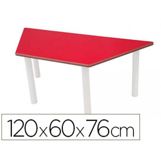 Mesa trapeizodal mobeduc t6 patas de tubo metal tablero mdf laminado 120x60 cm