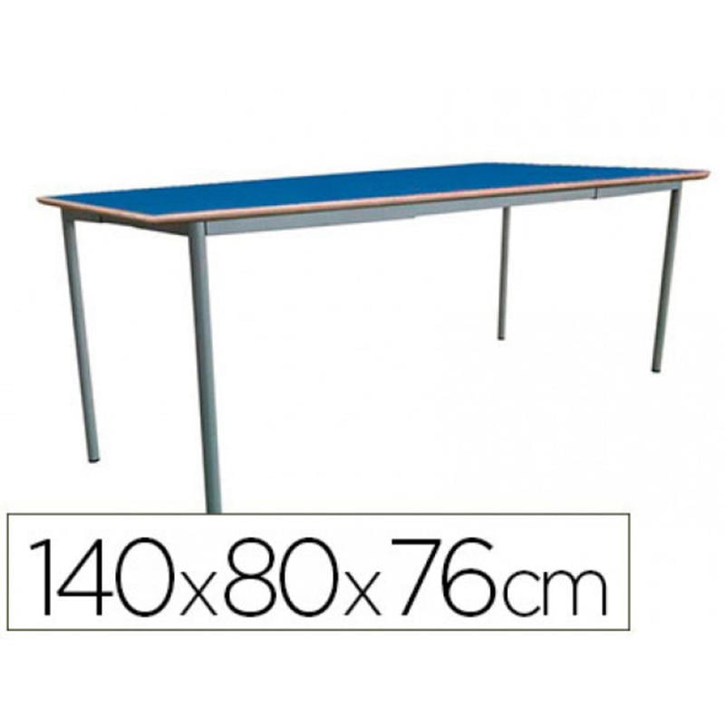 Mesa extensible mobeduc t6 estructura cuadrada patas de tubo metal tablero mdf laminado extensible 140x80 cm