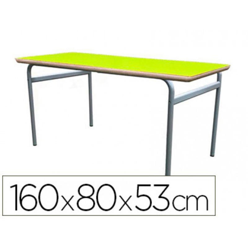 Mesa infantil mobeduc t2 extensible estructura redonda patas de tubo metal tablero mdf laminado 160x80 cm