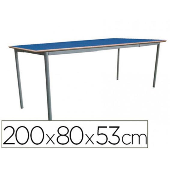 Mesa infantil mobeduc t2 extensible estructura cuadrada patas de tubo metal tablero mdf laminado 200x80