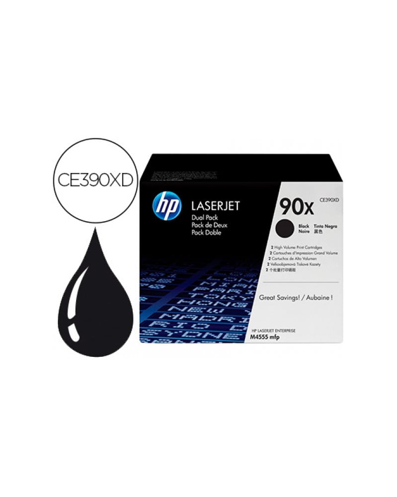 Toner hp laserjet 90x enterprise m4555mfp negro pack de 2 unidades 24000 paginas