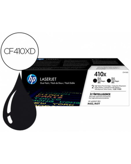 Toner hp laserjet pro 410x m452 m477 negro pack de 2 unidades 6500 paginas