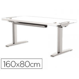 Mesa de oficina levado base metal acero pintado sistema electrico regulable altura tablero blanco 160 x 80 cm