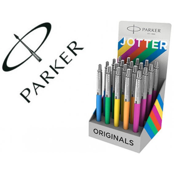 Boligrafo parker jotter plastic original expositor de 20 unidades colores surtidos