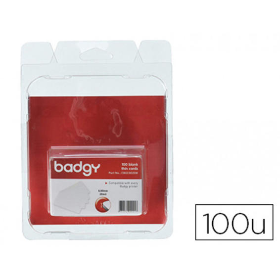 Tarjeta pvc para impresora badgy grosor 0,50 mm pack de 100 unidades