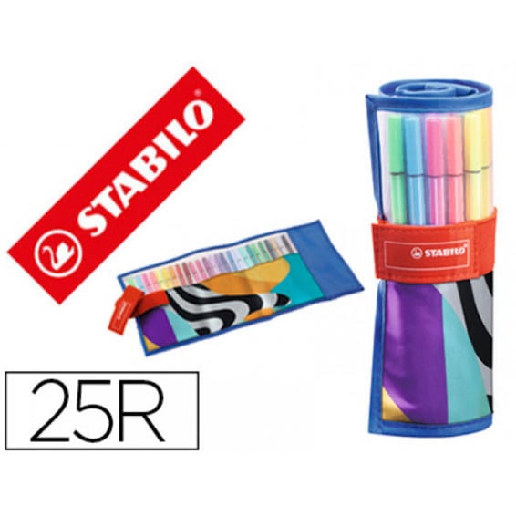 Rotulador stabilo acuarelable pen 68 just like you estuche rollerset de 25 unidades colores surtidos