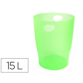 Papelera plastico exacompta linicolor verde manzana translucido 15 litros