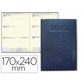 Agenda encuadernada liderpapel creta 17x24 cm 2020 semana vista color azul papel 70 gr ahuesado