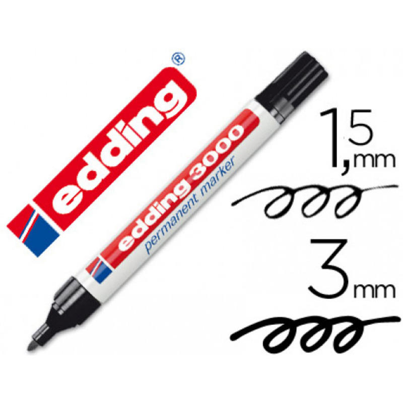 Rotulador edding marcador permanente 3000 negro -punta redonda 1,5-3 mm