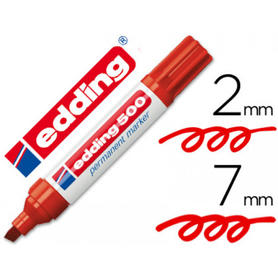 Rotulador edding marcador permanente 500 rojo -punta biselada 7 mm