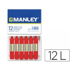 Lapices cera manley unicolor rojo escarlata -caja de 12 n.9