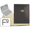 Carpeta de gomas Saro folio con 12 departamentos de cartón de color negro