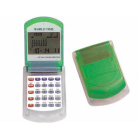 Calculadora imac p-845 v -calendario con alarma -transparente verde -con reloj