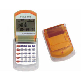 Calculadora imac p-845 n -calendario con alarma -transparente naranja -con reloj