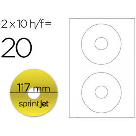 Etiqueta adhesiva sprint jet din a4 cd dvd metalizado oro -pack de 10 hojas -para ink-jet