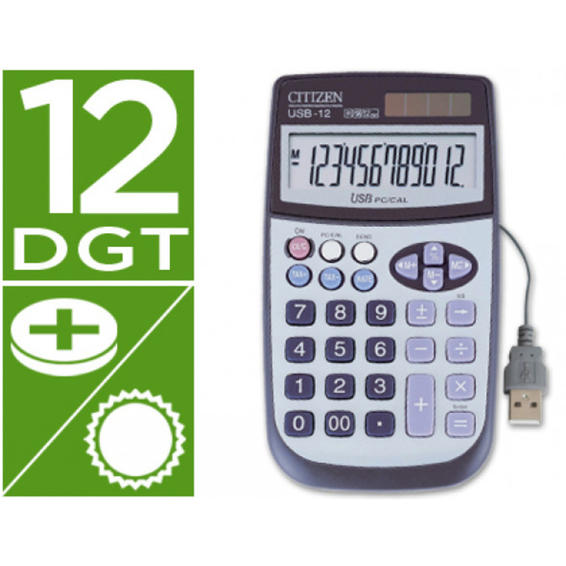 Calculadora citizen sobremesa usb-12 12 digitos con cable usb para conexion a pc