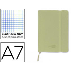 Libreta liderpapel simil piel a7 120 hojas 70g/m2 cuadro 4mm sin margen verde