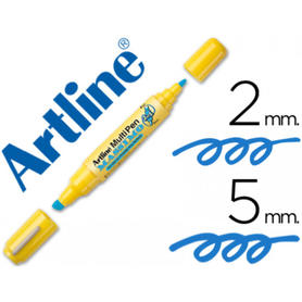 Rotulador artline multipen emp-25 azul doble punta punta biselada 5 mm punta redonda 2 mm