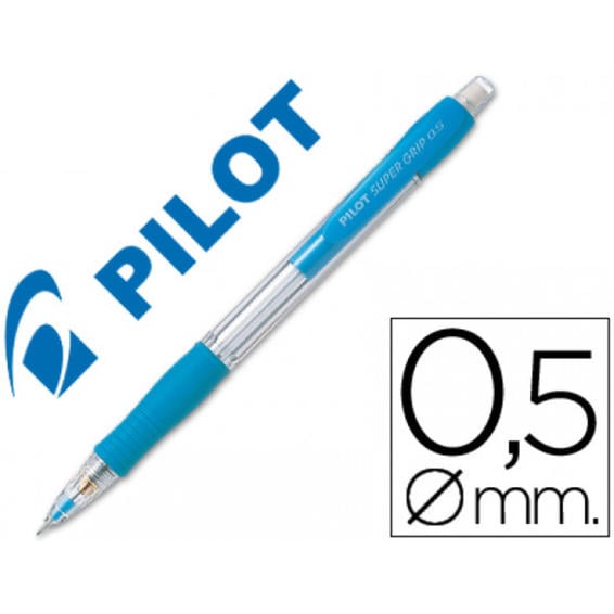 Portaminas pilot super grip celeste 0,5 mm sujecion de caucho