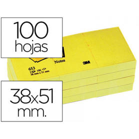 Bloc de notas adhesivas quita y pon post-it 38 x 51 mm amarillo 653/e-pack de 12 bloc