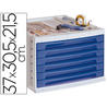 Fichero cajones de sobremesa q-connect 37x30,5x21,5 cm bandeja organizadora superior 6 cajones azul translucido - KF18432