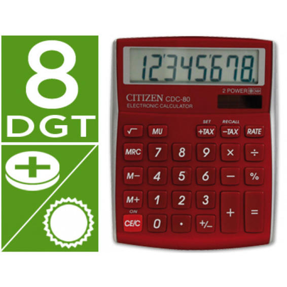 Calculadora citizen sobremesa cdc-80 8 digitos burdeos