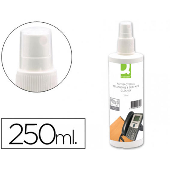 Spray q-connect para limpiar telefonos y superficies contenido 250 ml