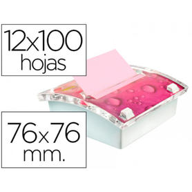 Soporte bloc de notas adhesivas post-it millenium con 12 bloc r 330 nap colores neon y rosa pastel