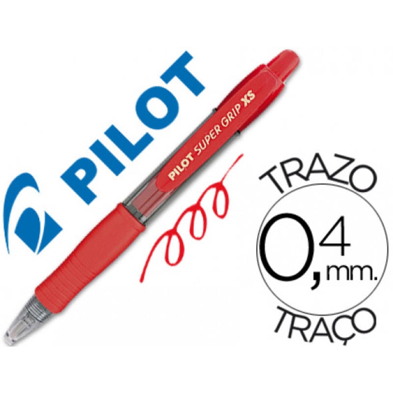 Boligrafo pilot super grip pixie mini rojo tinta base de aceite punta de bola de 1,0mm retractil