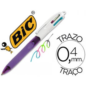 Boligrafo bic cuatro colores con grip colores pastel punta 1 mm