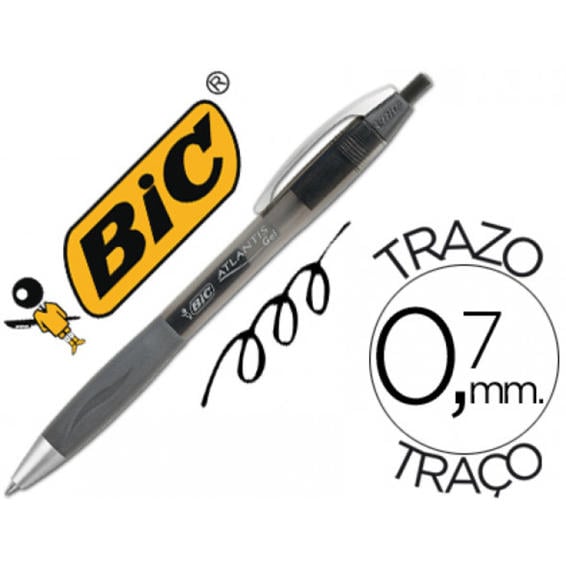 Boligrafo bic atlantis negro retractil tinta gel punta 1 mm