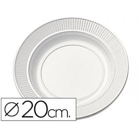 Plato de plastico blanco llano 20cm de diametro paquete de 50