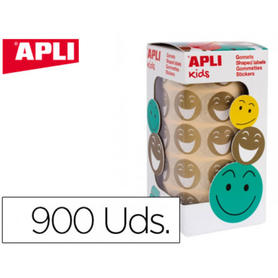 Gomets apli autoadhesivo smile oro cara feliz rollo de 900 unidades