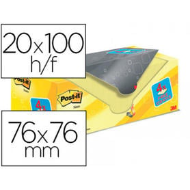 Bloc de notas adhesivas quita y pon post-it super sticky amarillo canario 76x76 mm pack promocional 16+4 gratis