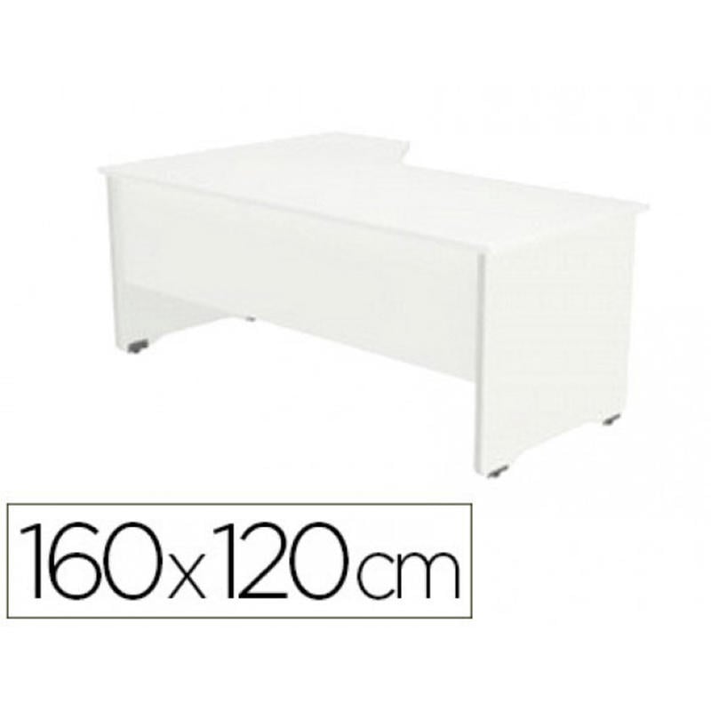 Mesa rocada serie work 160x120 cm derecha acabado aw04 blanco/blanco