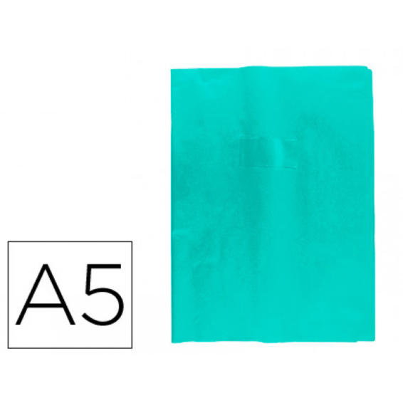 Protector cuaderno clairefontaine con etiqueta din a5 piel en pvc azul claro