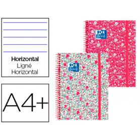 Cuaderno espiral oxford ebook 1 tapa extradura din a4+ 80 hojas horizontal floral
