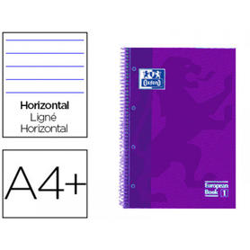 Cuaderno espiral oxford ebook 1 tapa extradura din a4+ 80 h horizontal lila touch