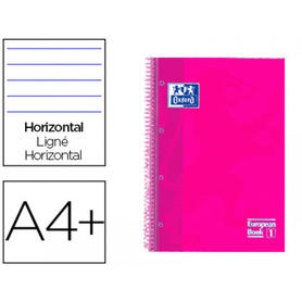 Cuaderno espiral oxford ebook 1 tapa extradura din a4+ 80 h horizontal rosa frambuesa touch